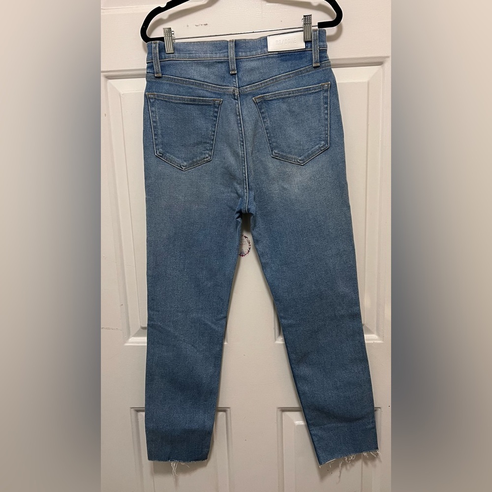 RE/DONE 90s High Rise Ankle Crop Women's Blue Distressed Jeans - Picture 3 of 5
